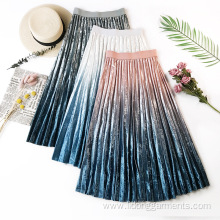 Women Velvet Pleated Loose Skirt Women Casual Dress